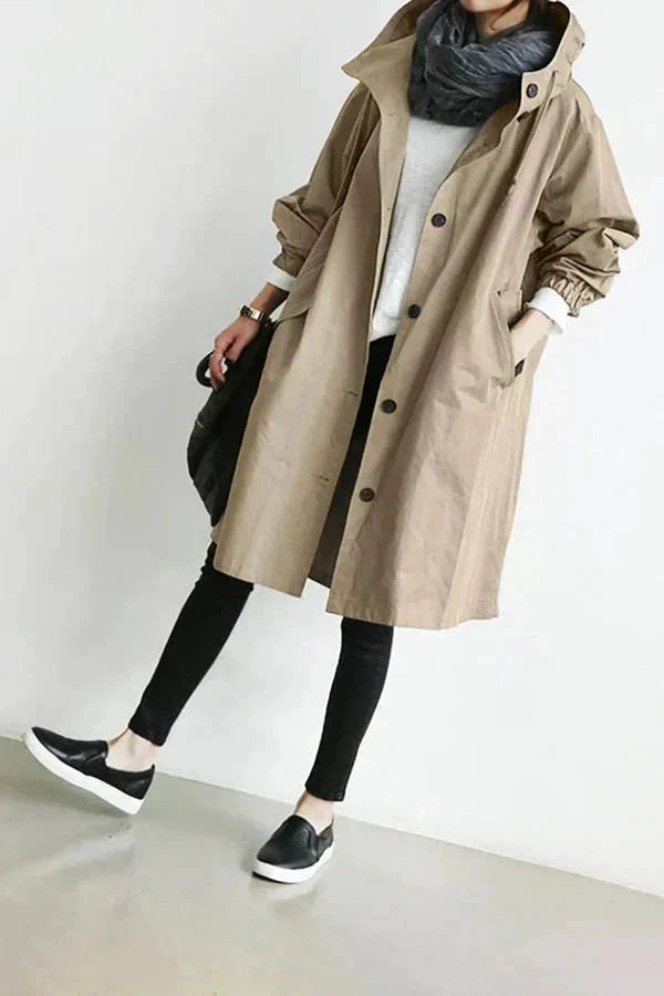 Oversized Waterproof Hooded Trench Coat