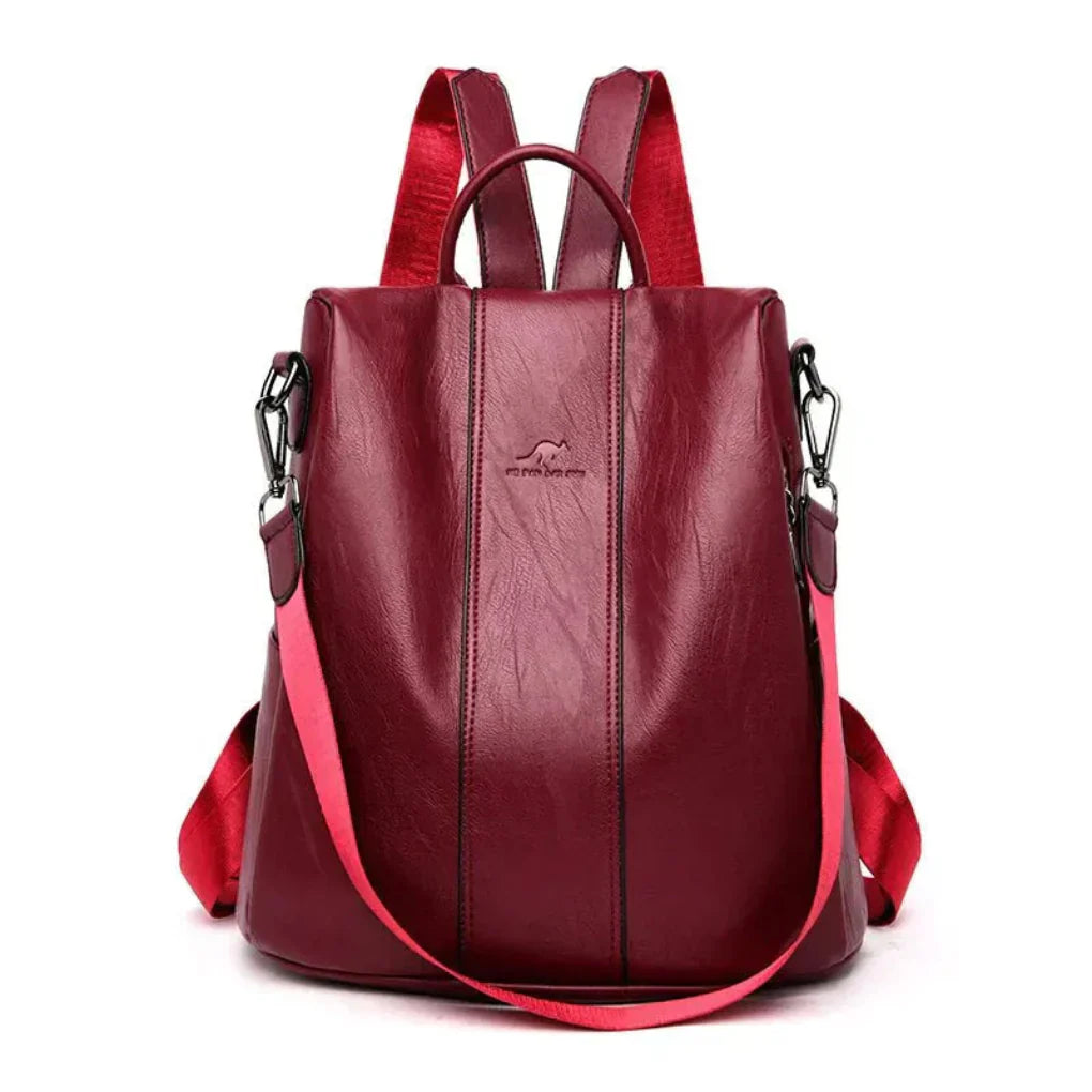 Women’s Anti-Theft Leather Backpack Convertible Design with Hidden Pockets for Travel & Daily Use