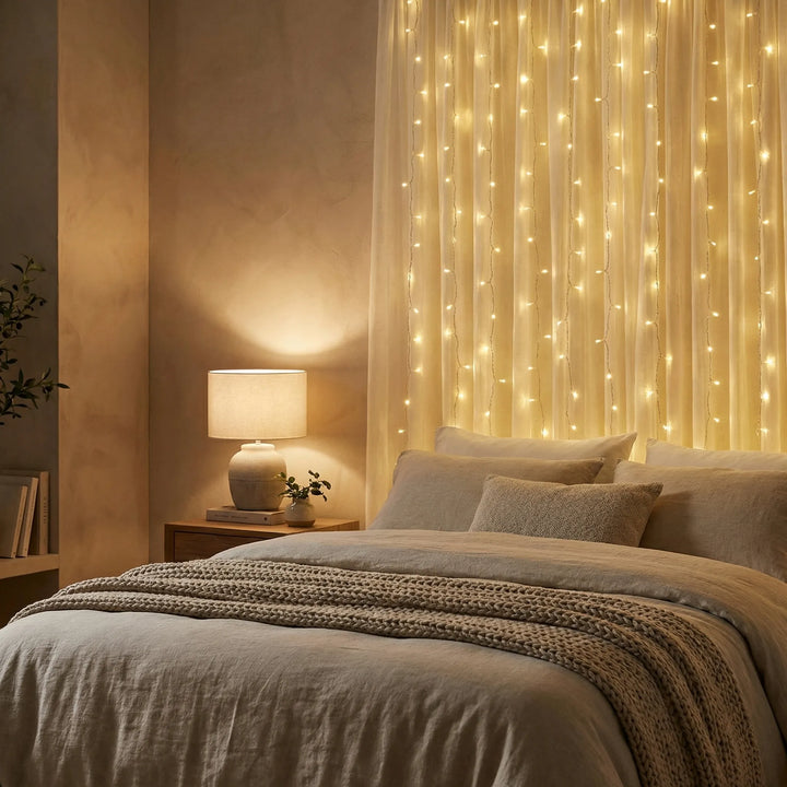 Warm White LED Curtain Lights for Indoor and Outdoor Use - Glowdrop