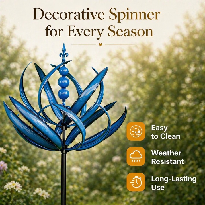 Weathervane: Metal Lotus Wind Spinner – Rust-Resistant Garden Decoration