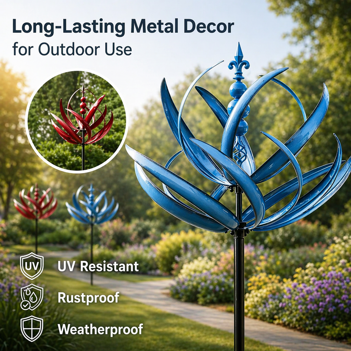 Weathervane: Metal Lotus Wind Spinner – Rust-Resistant Garden Decoration