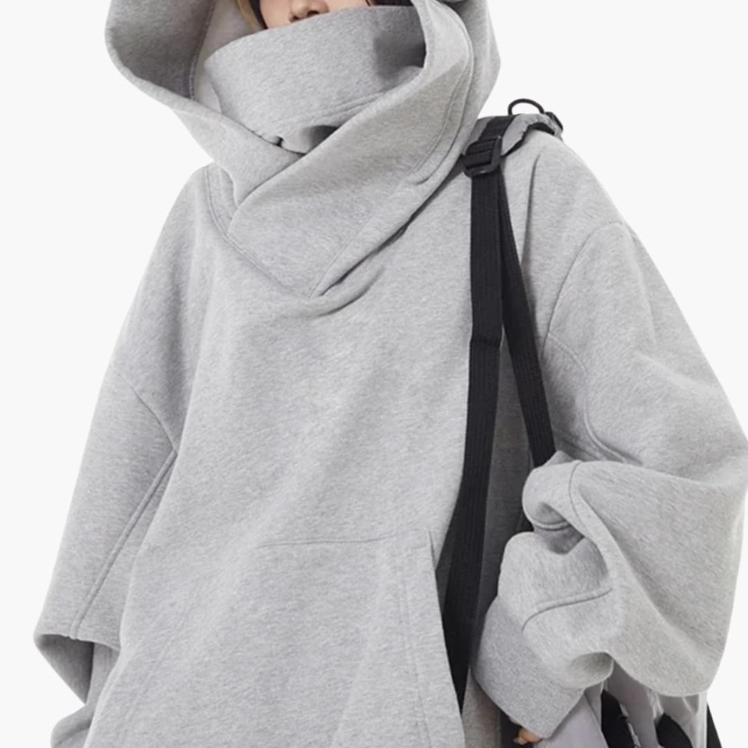 Women’s Oversized Hoodie – High‑Neck Front Pocket Style