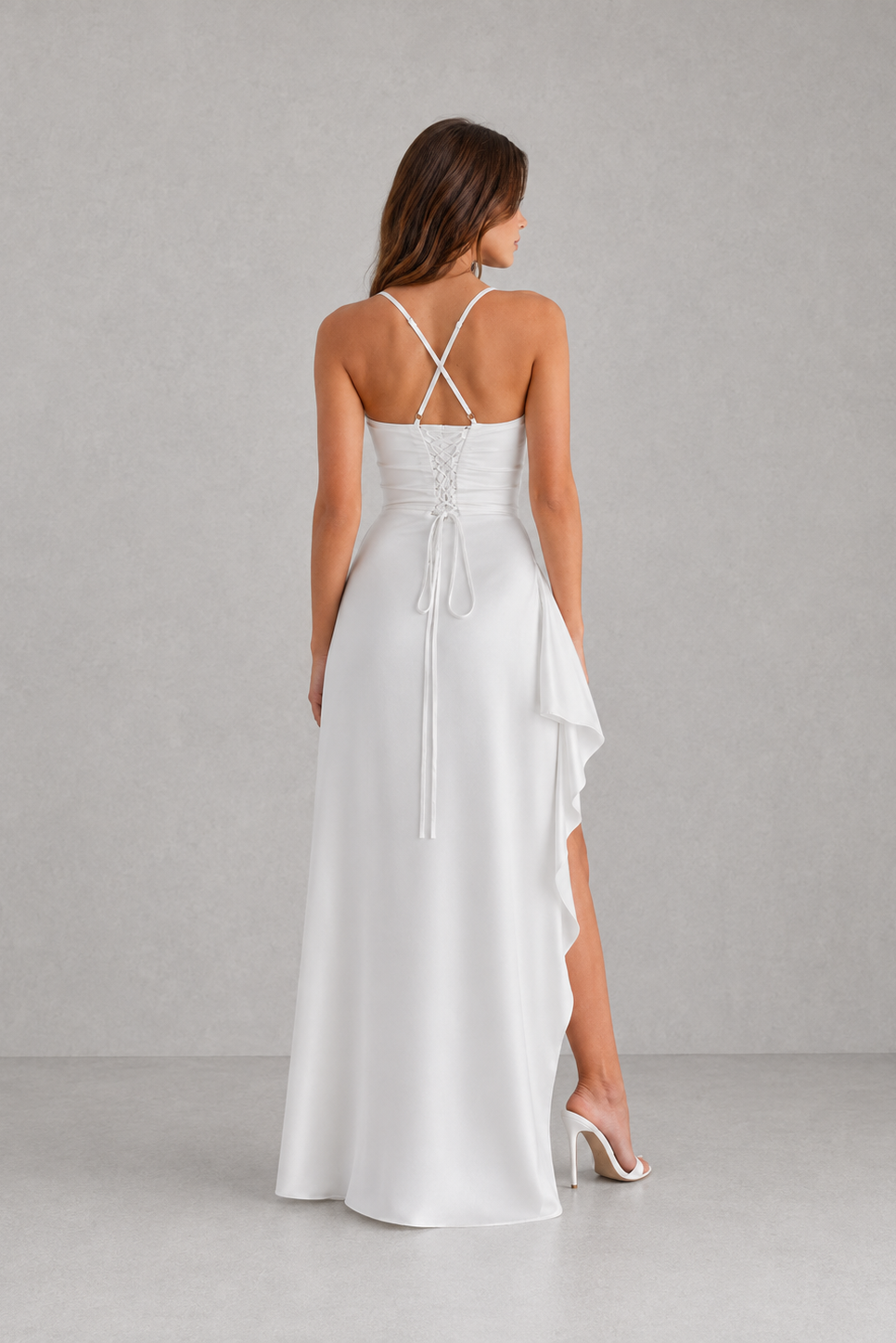 Women's Long Satin Gala Dress with Slit