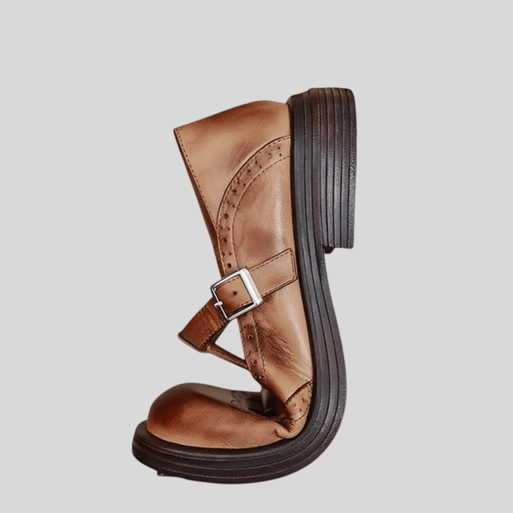 Women's Mary Jane Shoes with Buckle Strap and Block Heel
