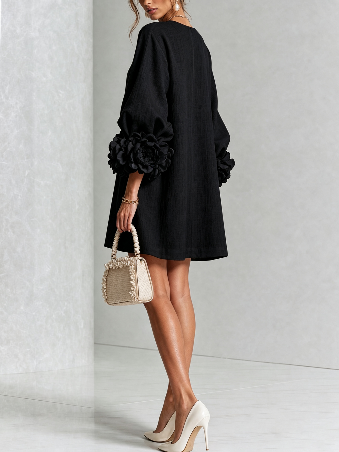 Boryana Colorful Mini Dress with Eye-Catching Ruffled Cuffs