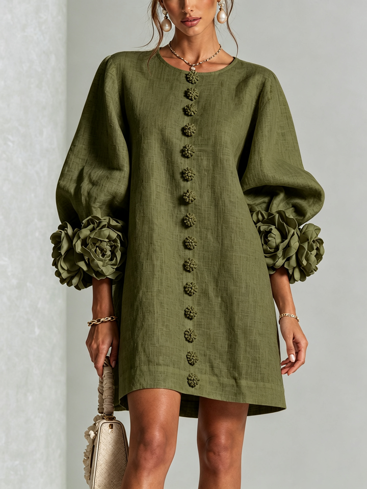 Boryana Colorful Mini Dress with Eye-Catching Ruffled Cuffs