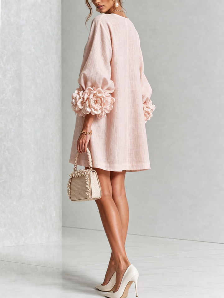 Boryana Colorful Mini Dress with Eye-Catching Ruffled Cuffs