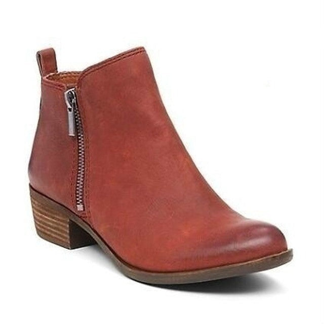 Women's Block Heel Ankle Boots with Side Zip – Marit