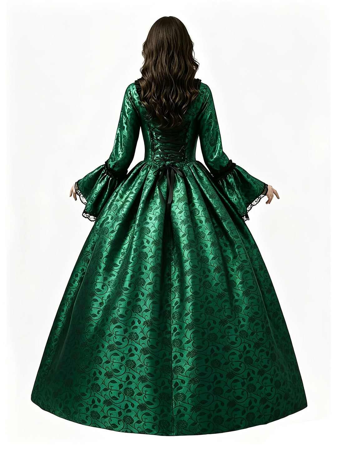 Women's Gothic Vampire Halloween Costume Dress with Flared Sleeves