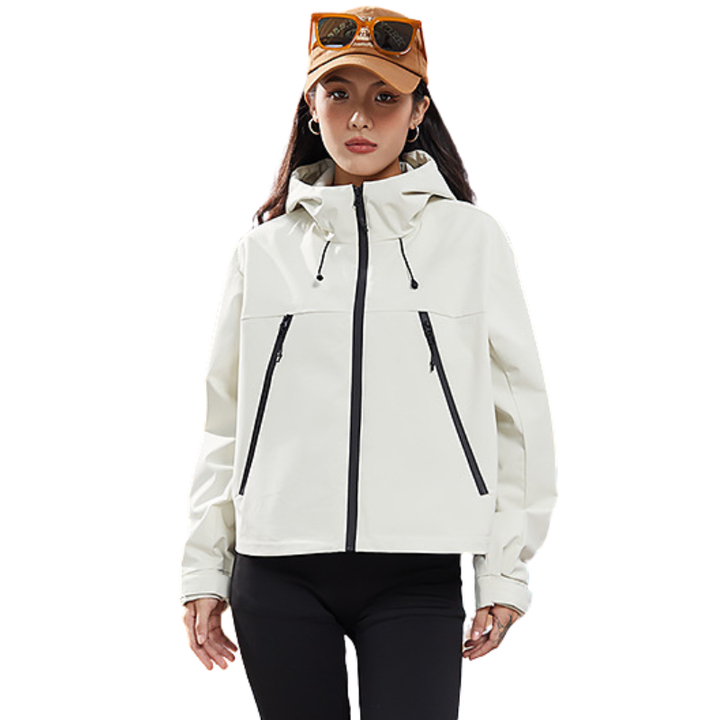 Women's Rain Jacket, Waterproof and Breathable – Short – with Adjustable Hem