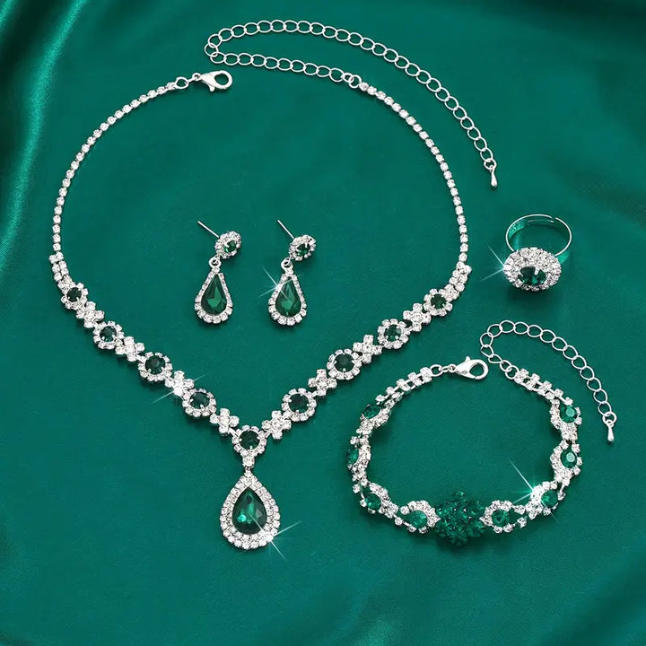 Elegant white gold jewelry set with refined details
