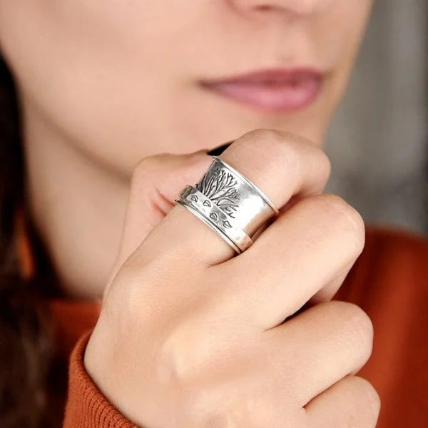 Gold Tree of Life Ring with Delicate Cubic Zirconia Details