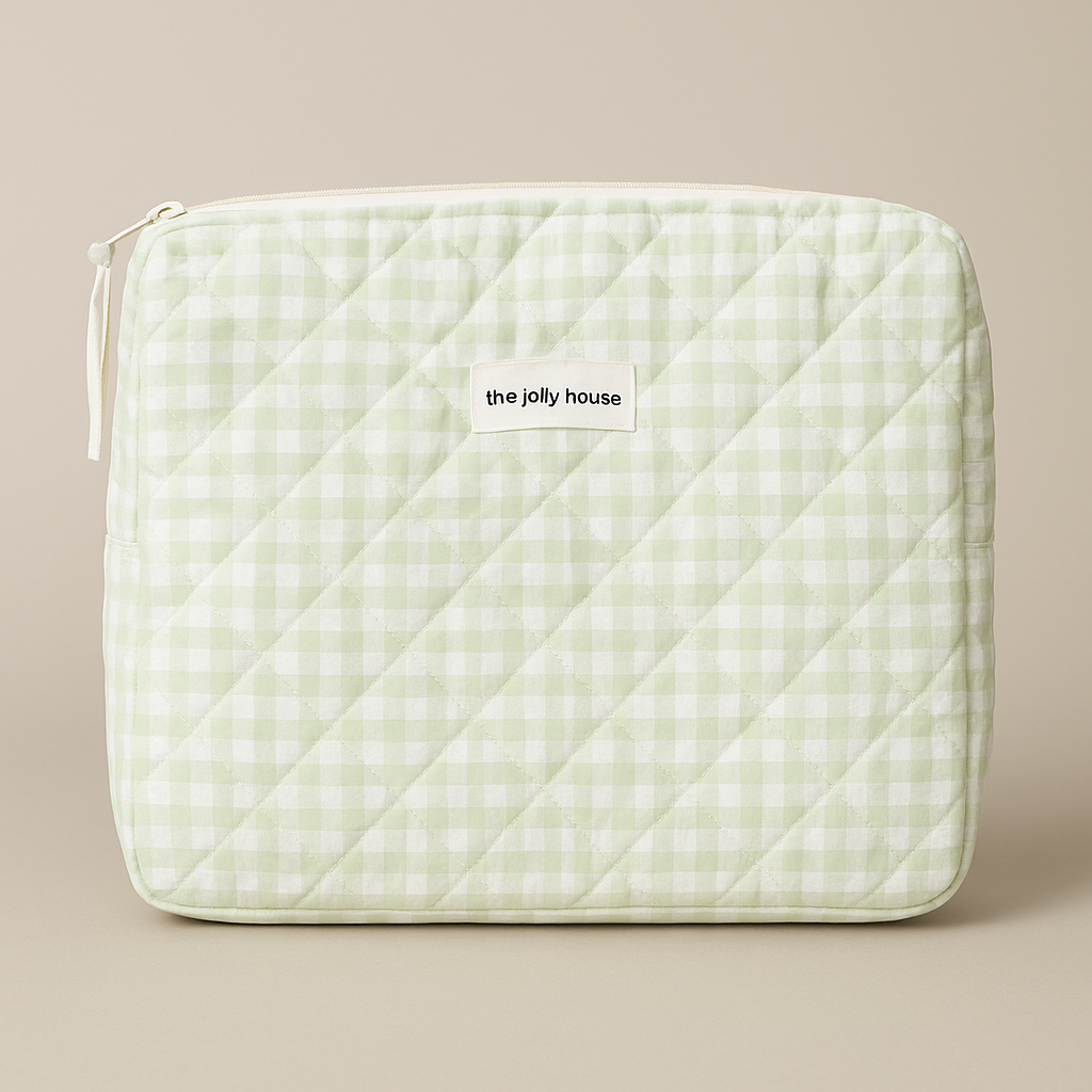 Plaid Quilted Cosmetic Organizer Bag