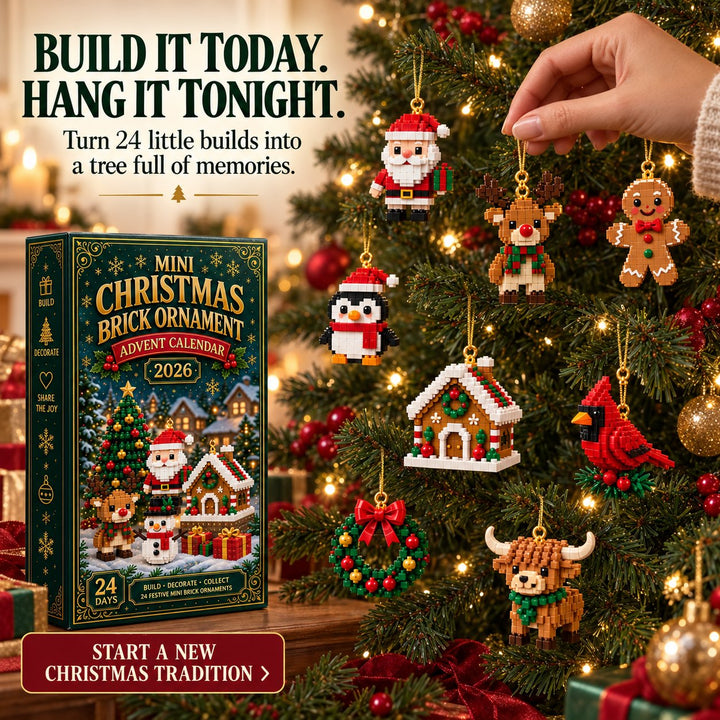 Mini Building Block Advent Calendar with 24 Christmas Kits to Build and Hang