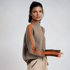 Women's Mock Neck Sweater with Bold Contrast Stripes