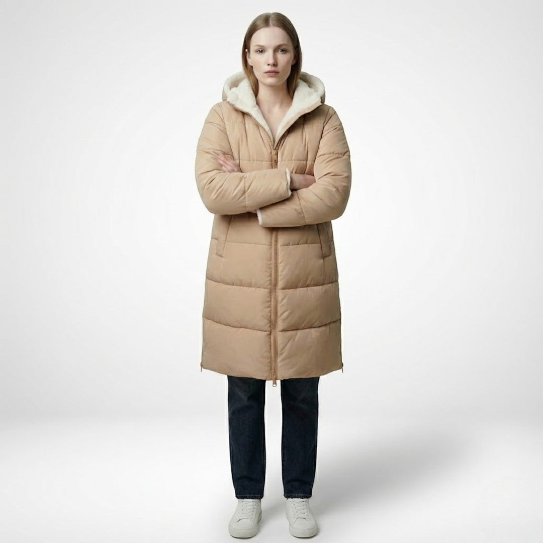 Women's Reversible Winter Coat, Wearable on Both Sides