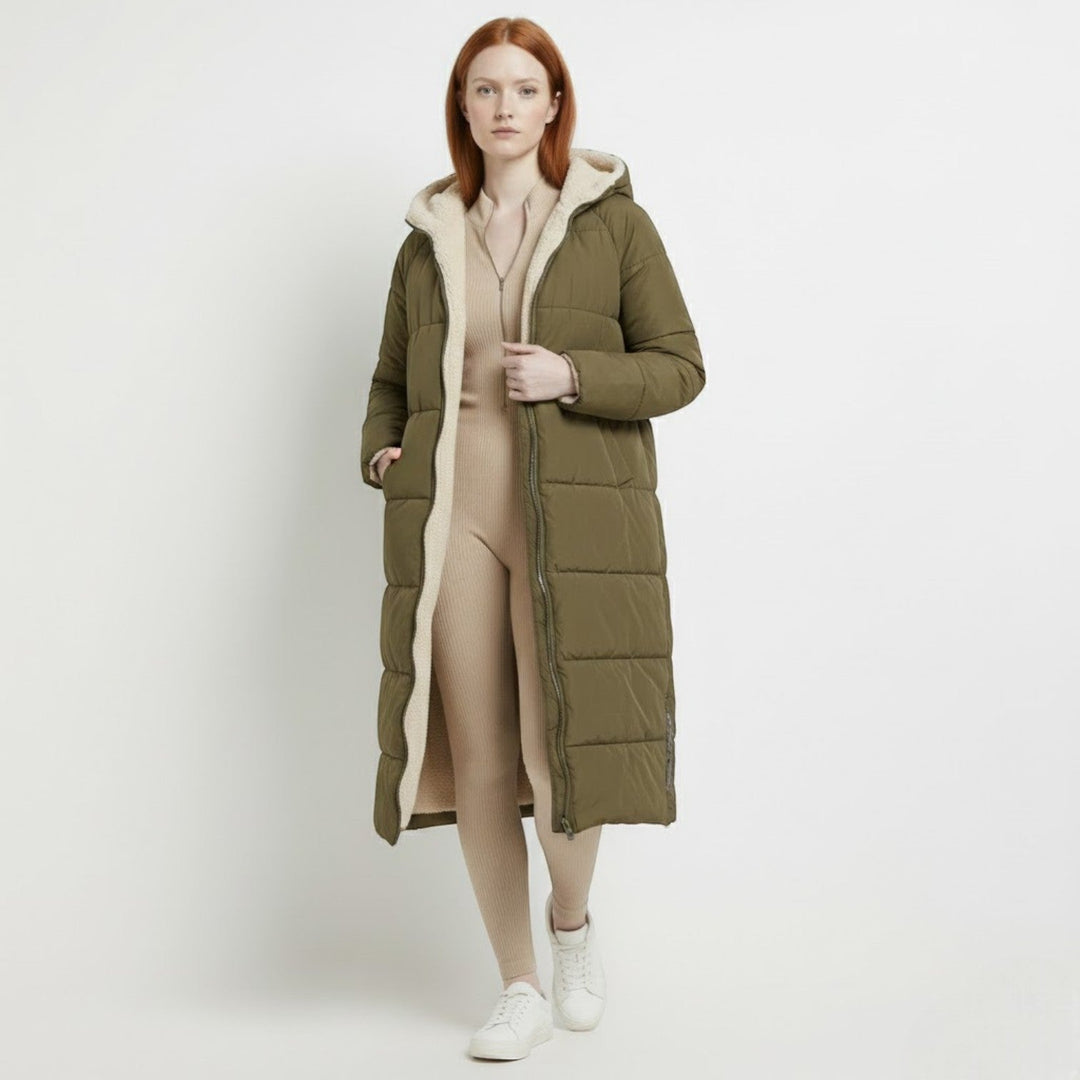 Women's Reversible Winter Coat, Wearable on Both Sides