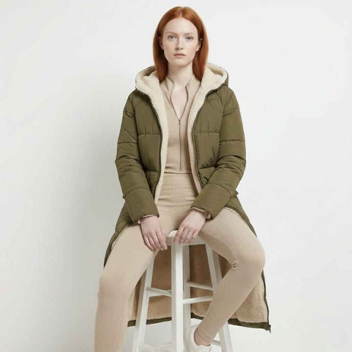 Women's Reversible Winter Coat, Wearable on Both Sides