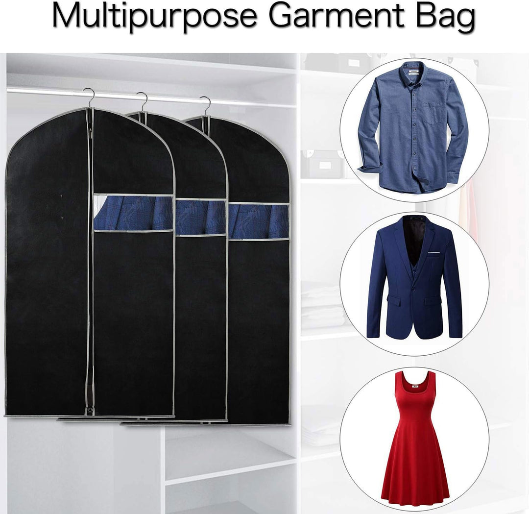 Breathable Garment Bag Set – 5-Pack of Clothes Storage Covers with Viewing Window