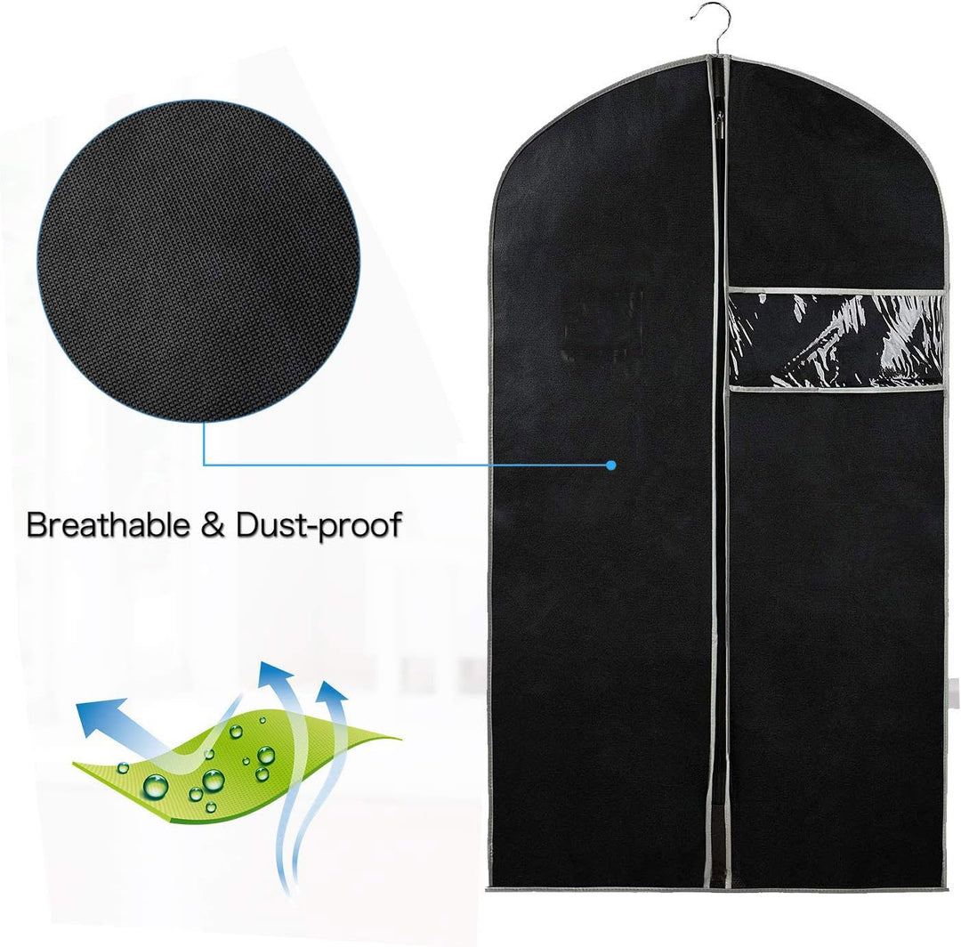 Breathable Garment Bag Set – 5-Pack of Clothes Storage Covers with Viewing Window