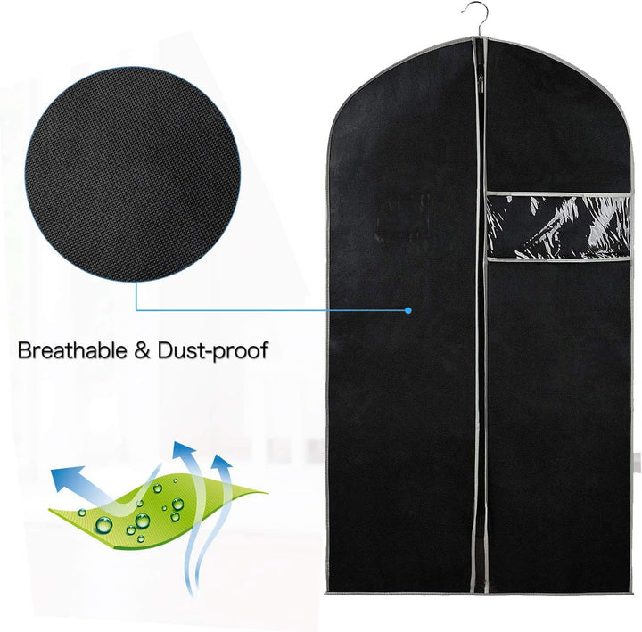 Breathable Garment Bag Set – 5-Pack of Clothes Storage Covers with Viewing Window