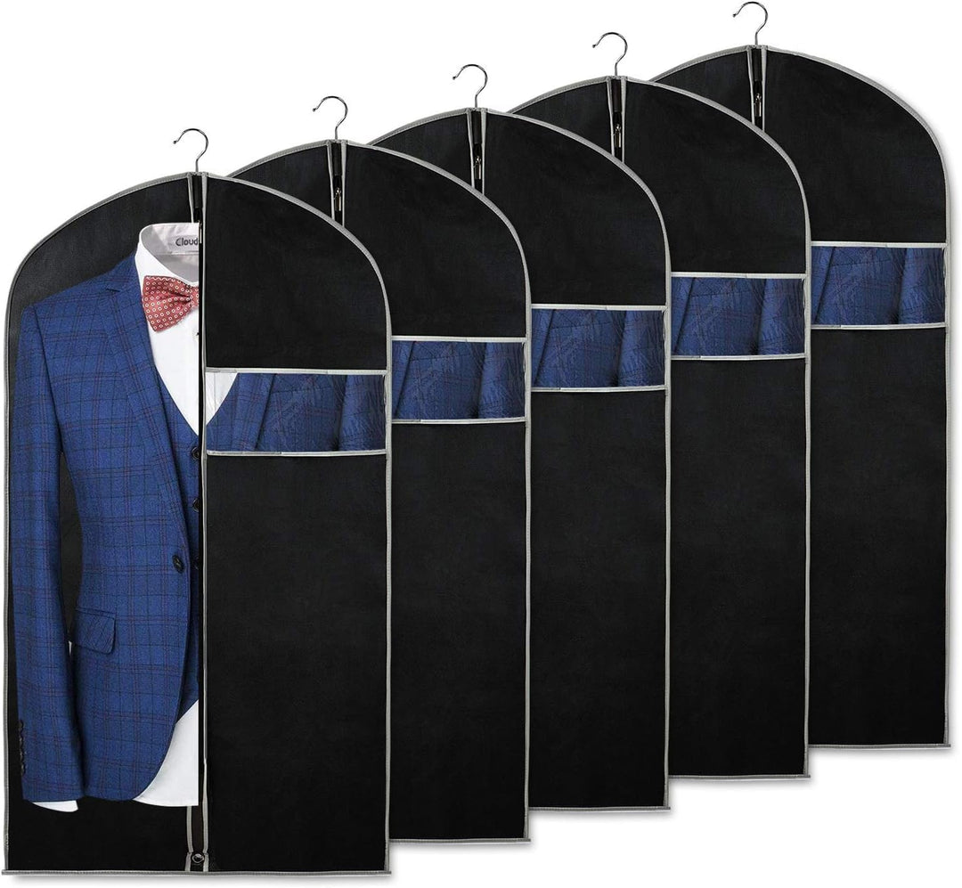Breathable Garment Bag Set – 5-Pack of Clothes Storage Covers with Viewing Window