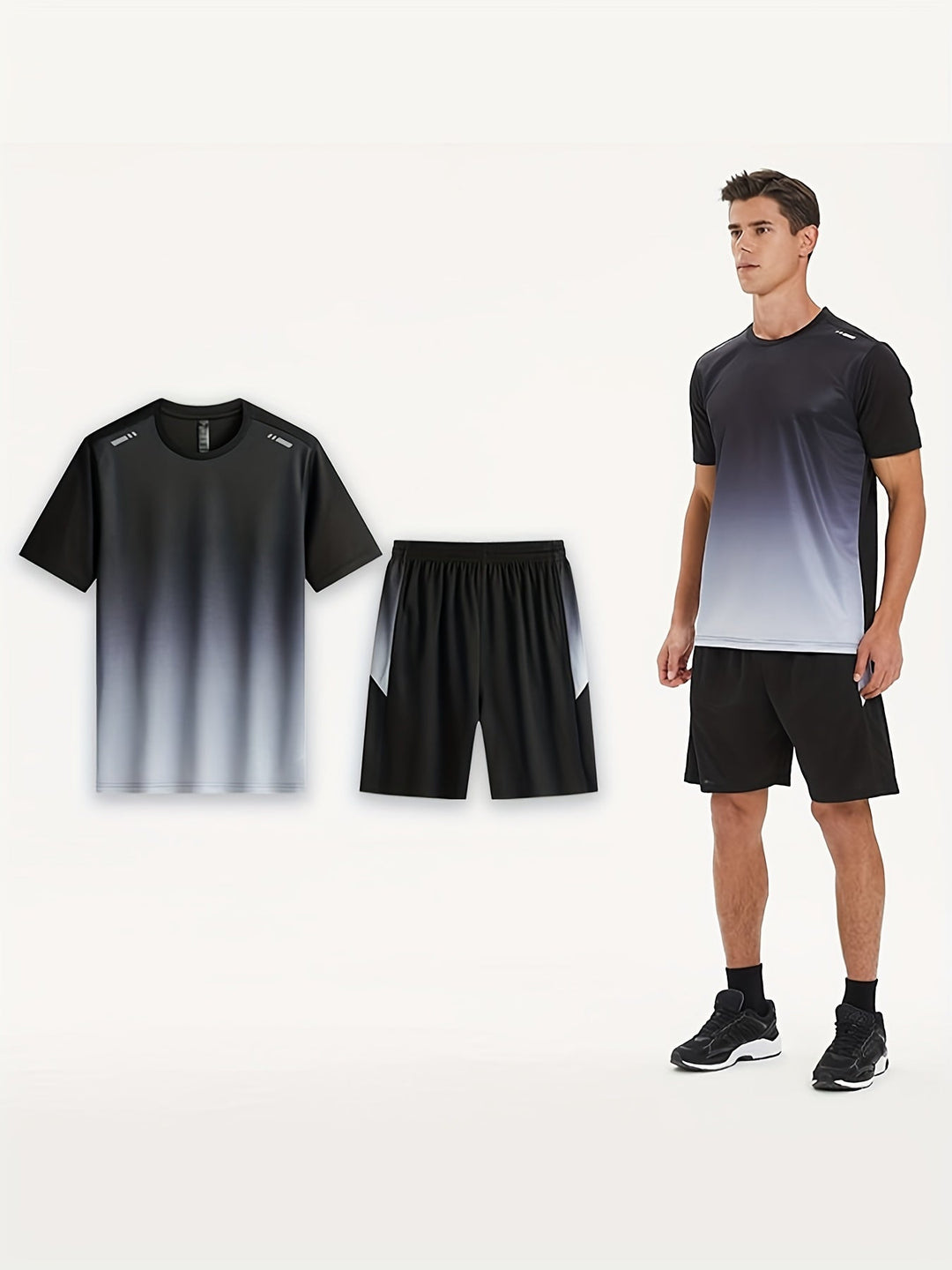 Men's Breathable Workout Set with T-Shirt and Shorts - PowerMove