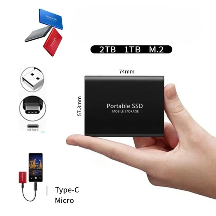 Portable High-Speed SSD Storage, USB-C 1050 MB/s (2 TB)