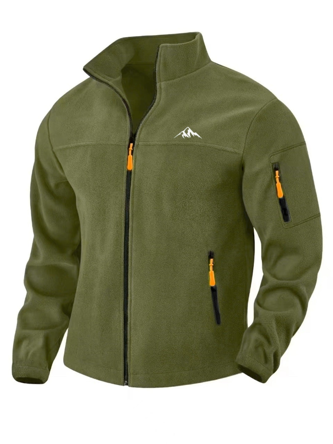 Men's Fleece Jacket with Stand-Up Collar, Windproof and with Stretch Fit