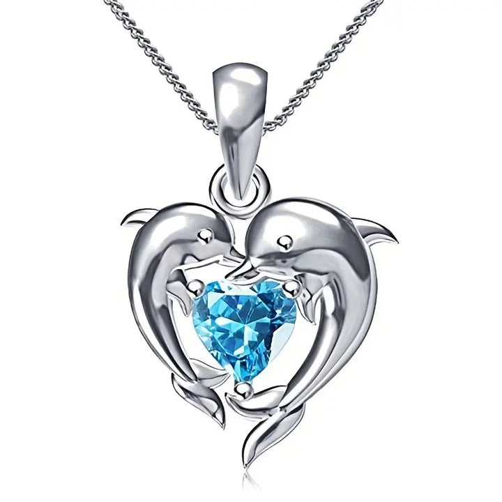 Soft Waves white gold necklace with little heart