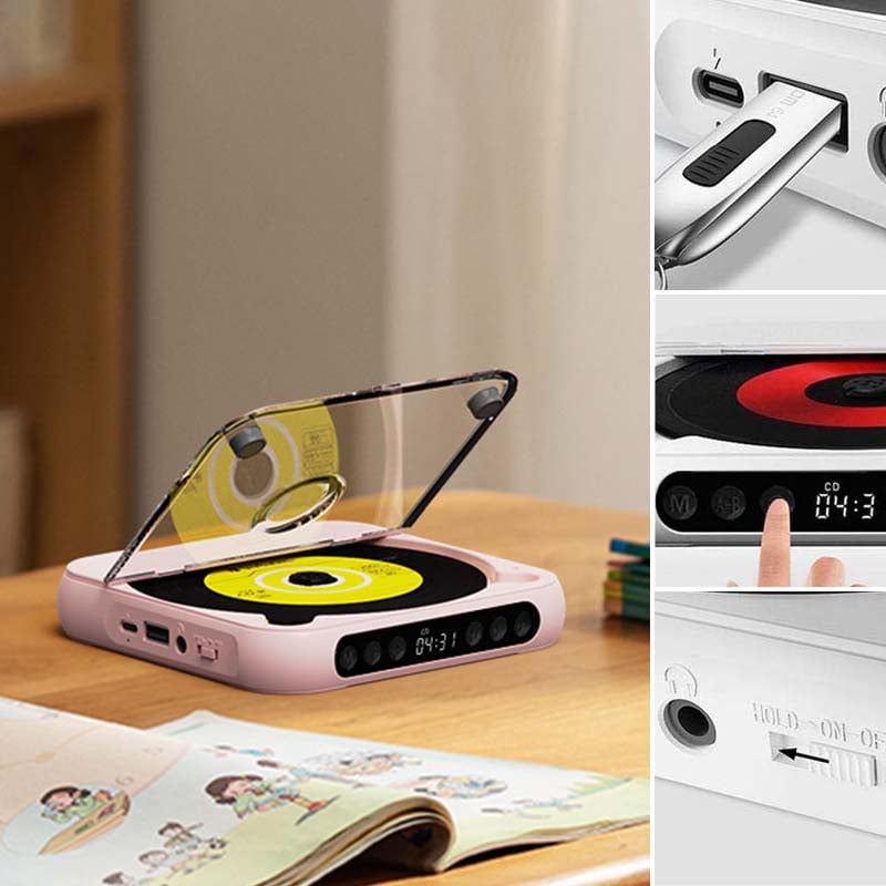 Portable Bluetooth CD Player with Hi-Fi Sound in 4 Colors