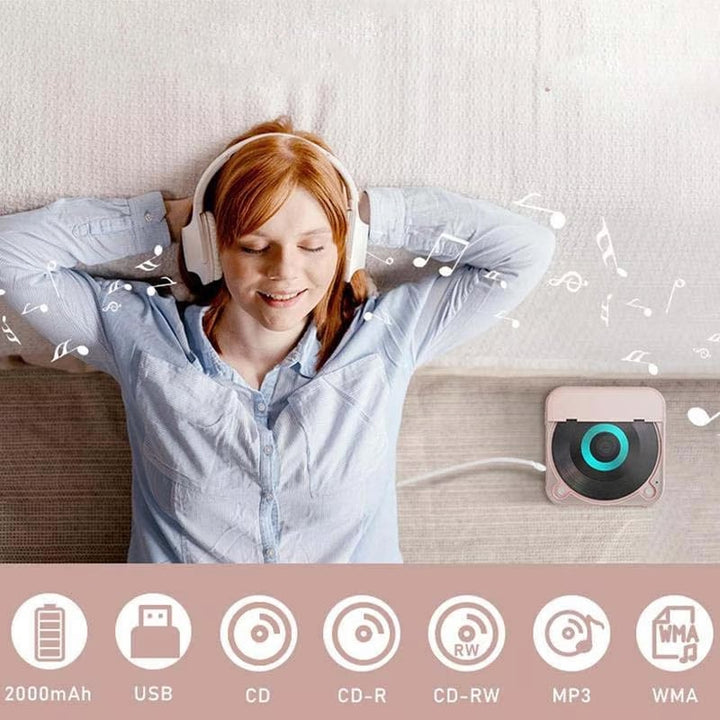 Portable Bluetooth CD Player with Hi-Fi Sound in 4 Colors