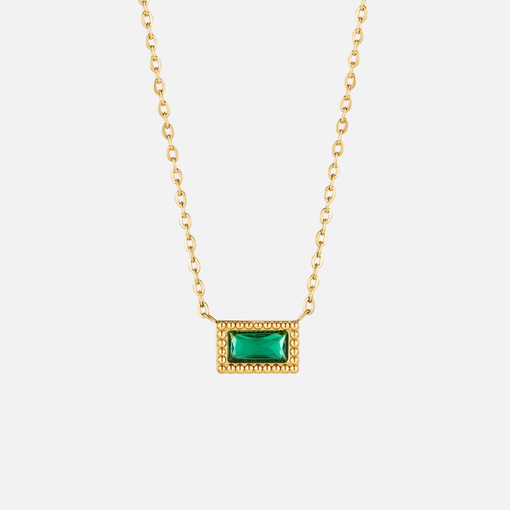 Baguette Birthstone Necklace.