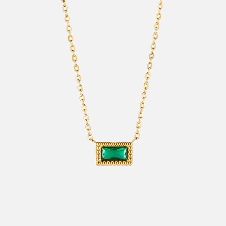 Baguette Birthstone Necklace.
