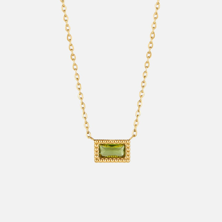 Baguette Birthstone Necklace.