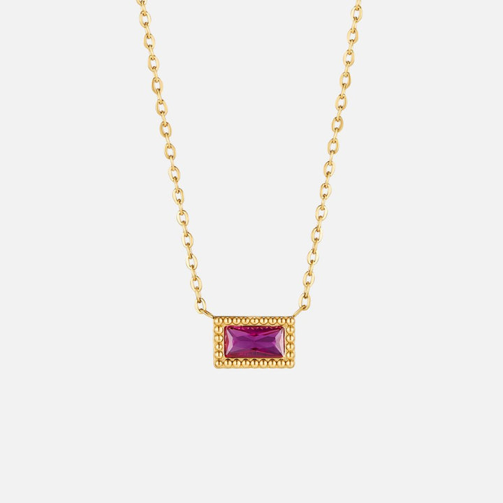 Baguette Birthstone Necklace.