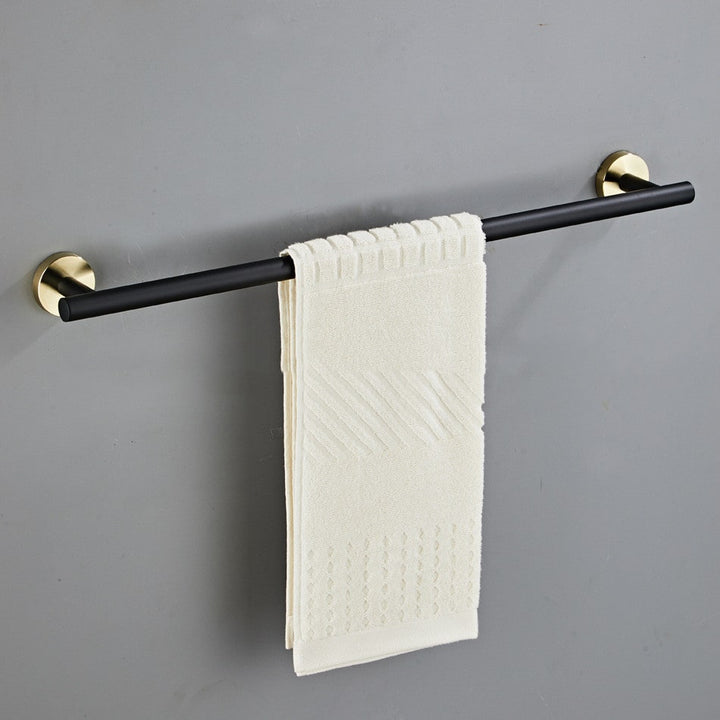Bathroom Towel Rack Bar Hanger with Stainless Steel Wall Mounted Design and Brushed Gold Accents
