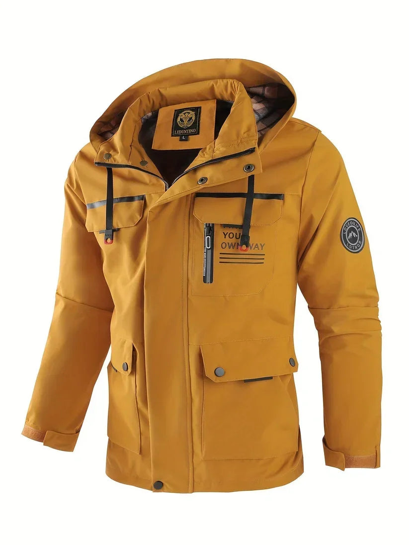 Men's Waterproof Winter Coat with Hood and Lined Interior