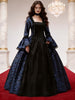 Women's Gothic Vampire Halloween Costume Dress with Flared Sleeves