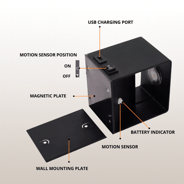 Cordless Rechargeable LED Wall Light with Adjustable Beam Angle