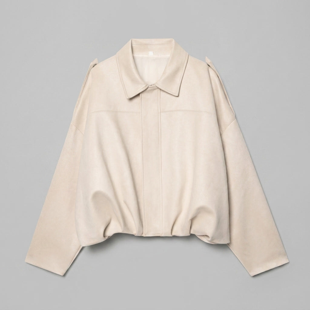Women's Suede Bomber Jacket Cropped with Tailored Fit