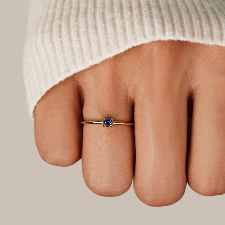 Soft gold ring with birthstone
