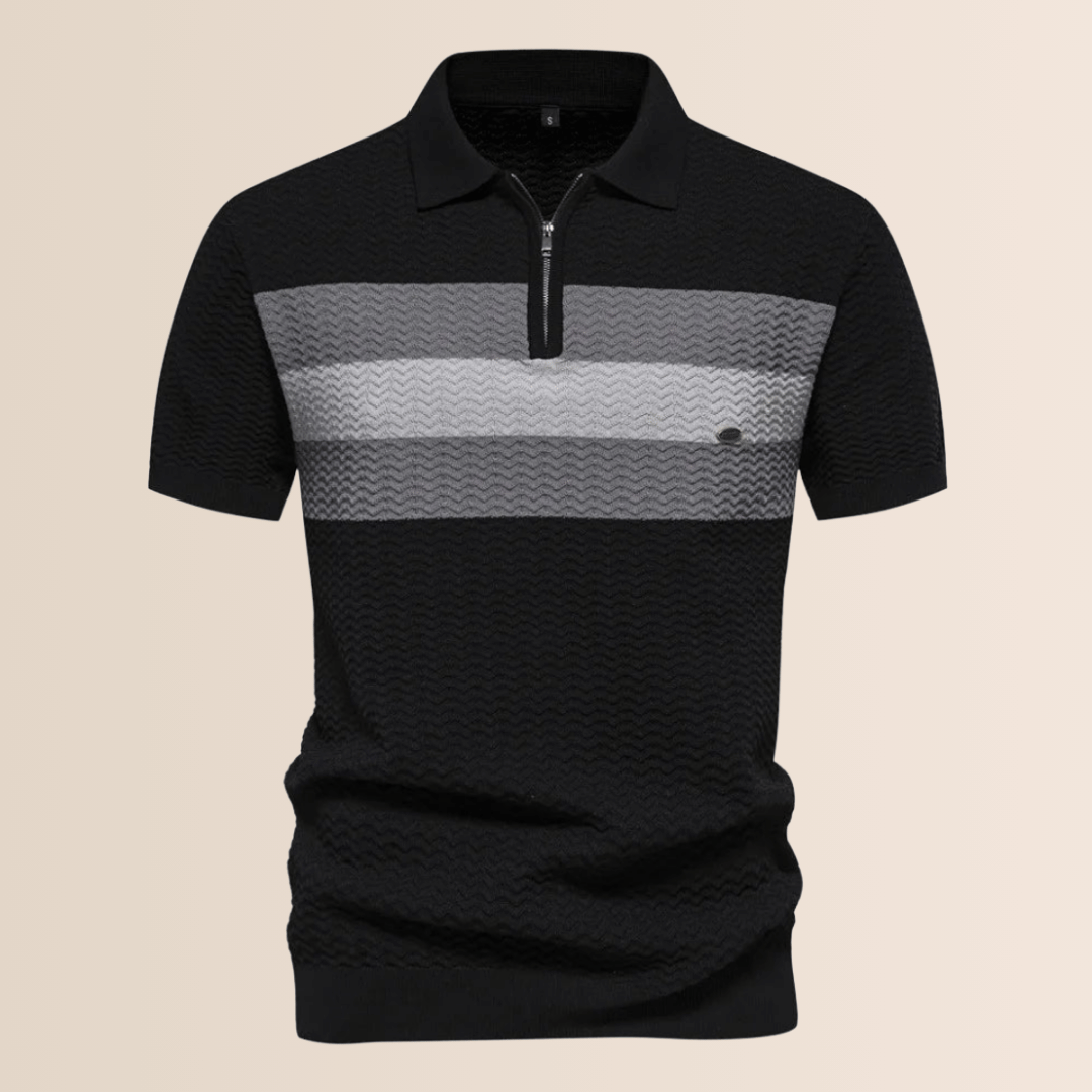 Men’s Polo Shirt with Striped Knit Design