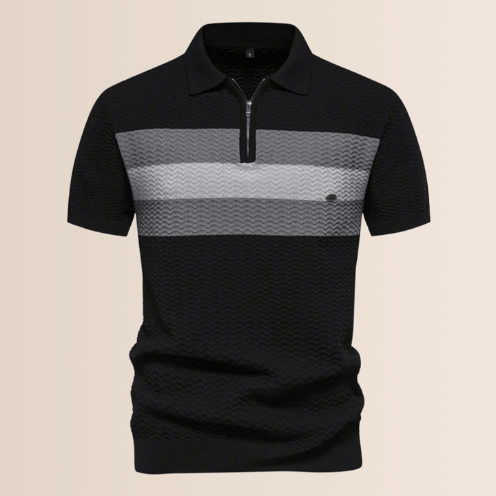 Men’s Polo Shirt with Striped Knit Design