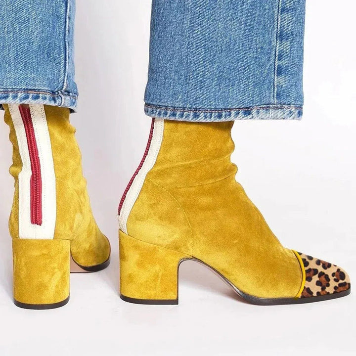 Suede Block Heel Ankle Boots for Women
