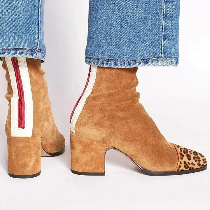 Suede Block Heel Ankle Boots for Women