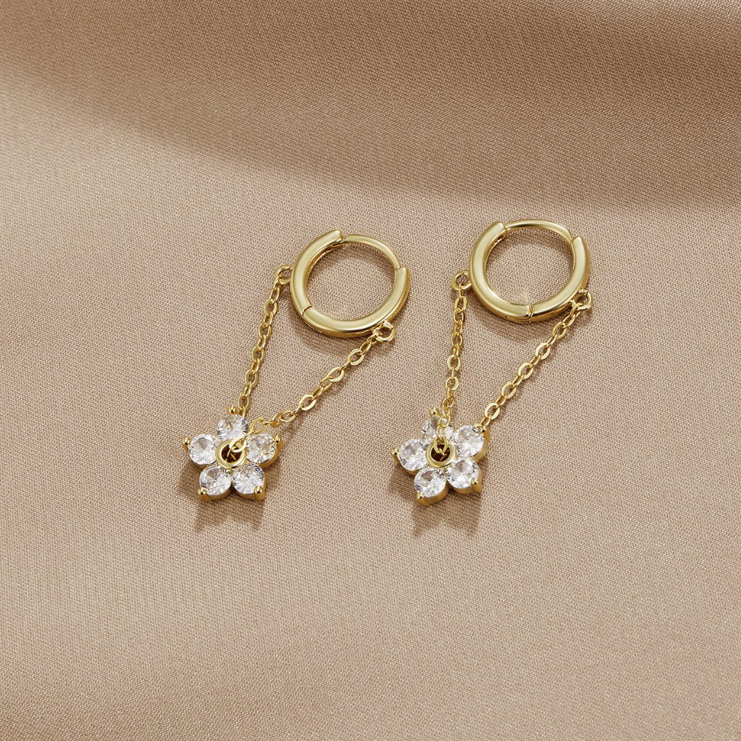 Blooming Flower Crystal Earrings