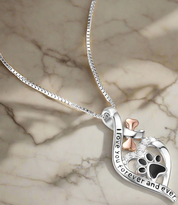 Lucky Paw Pendant with Heart, Bone & Infinity – “Always in My Heart” Pendant