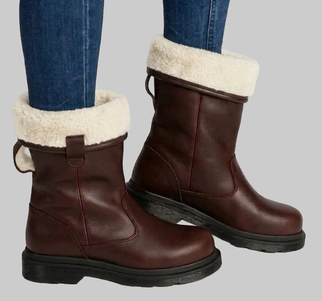 Men's Leather Boots – Lined, Water-Repellent, Casual for Autumn and Winter