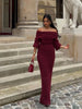Eloah - Off Shoulder Pleated Knitted Maxi Dress